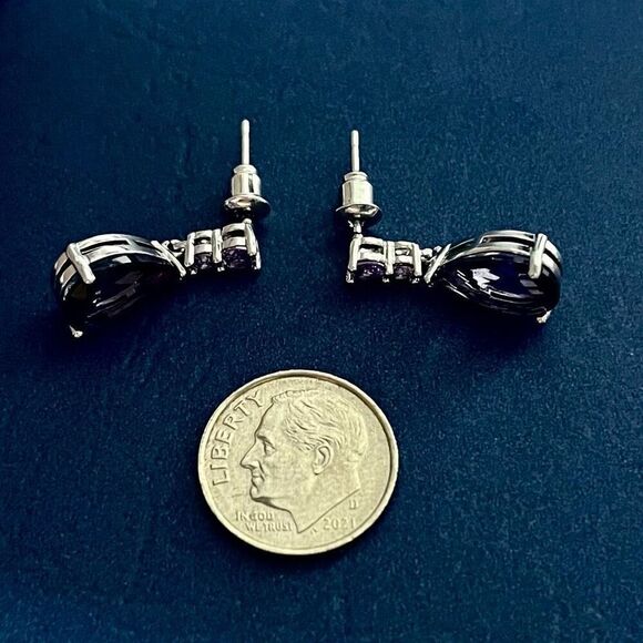 AYH2 Lovely Amethyst Teardrop Zircon Stud Earrings - Picture 12 of 15